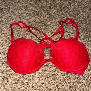 Red Lace Victoria secret bombshell Push-Up Bra with Strappy Back